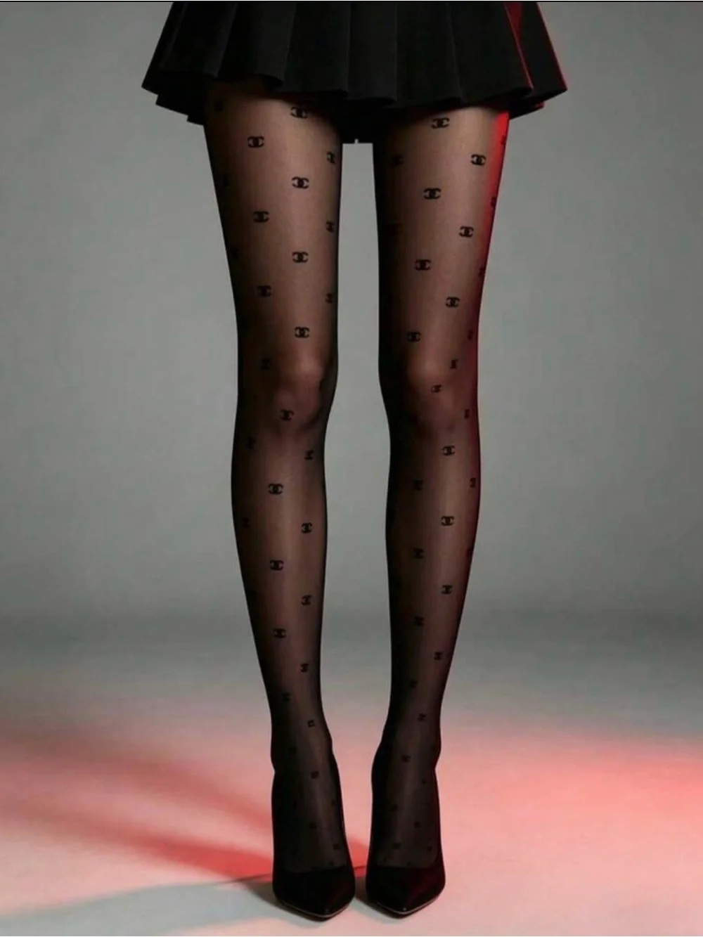 CC Black Logo Sheer Tights New Size XS S M L XL XXL